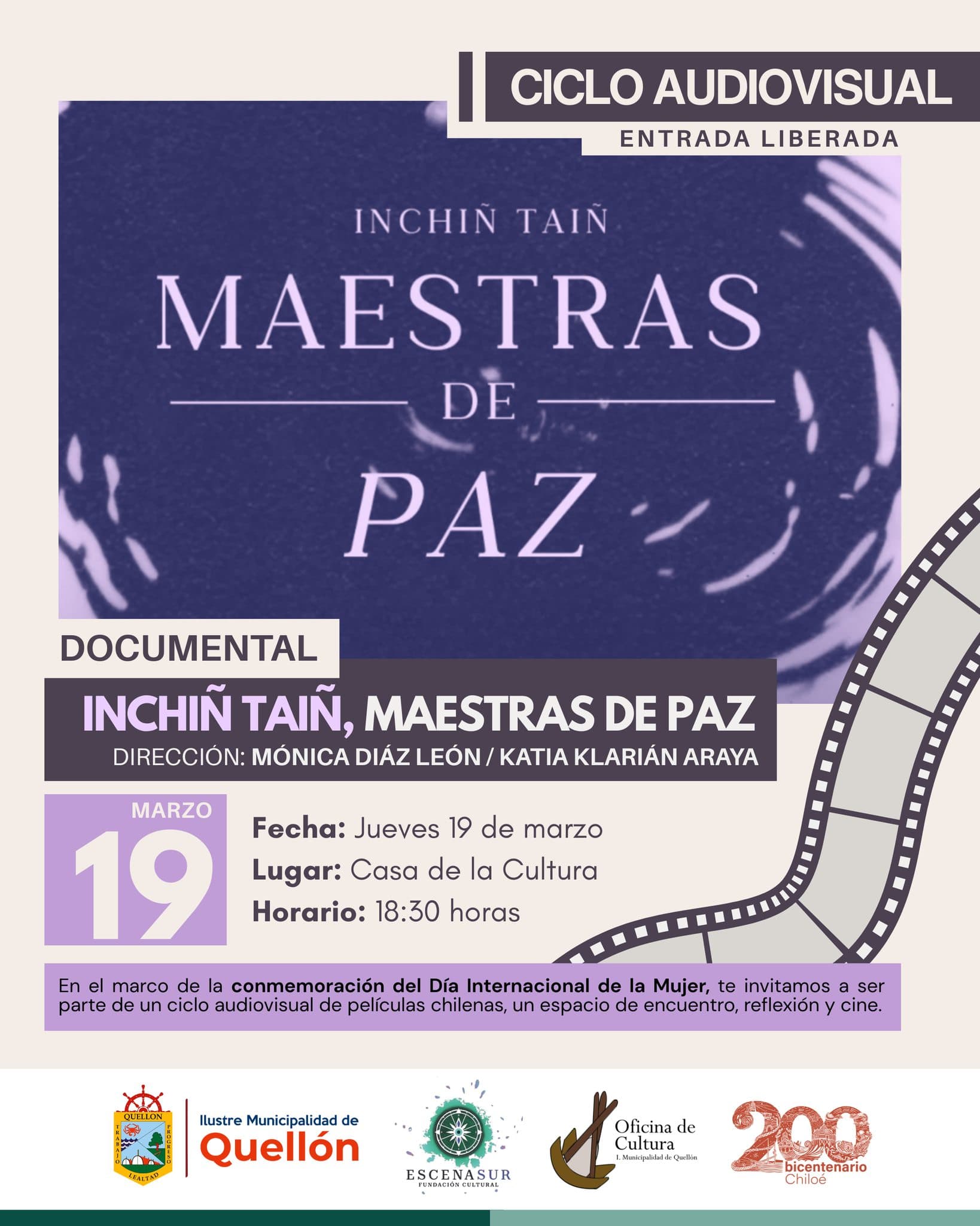 CICLO AUDIOVISUAL – INCHIÑ TAIÑ, MAESTRAS DE PAZ