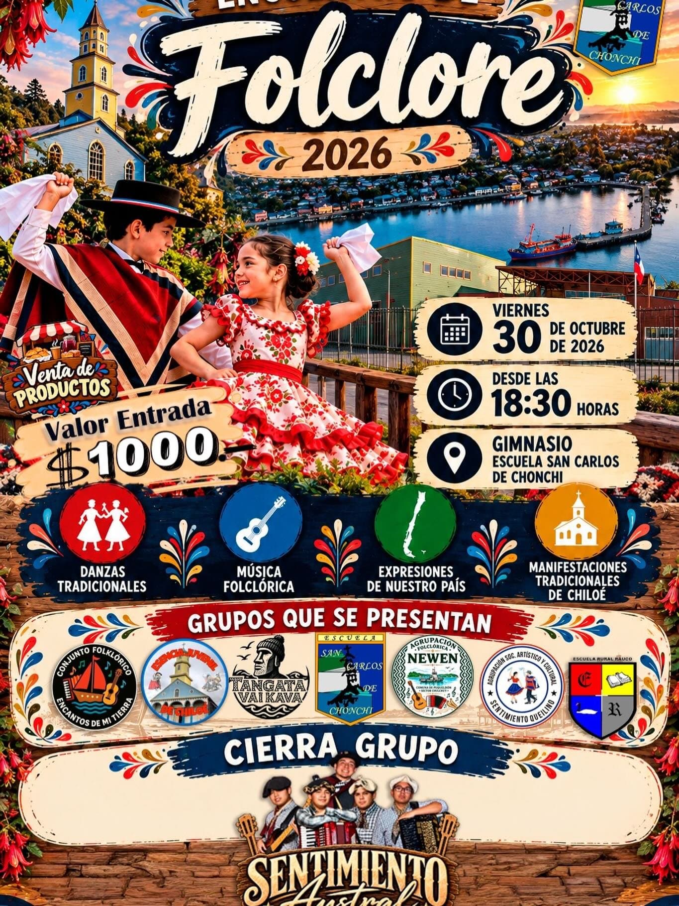 Encuentro de Folclore 2026 de la Escuela San Carlos en Chonchi